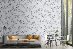 Vintage blue stylized flowers wallpaper.