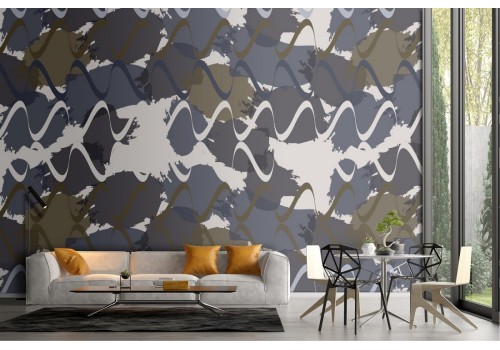 Wallpaper with modern abstract wave decoration.