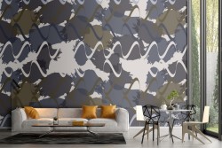 Wallpaper with modern abstract wave decoration.