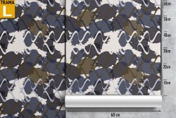 Wallpaper with modern abstract wave decoration.