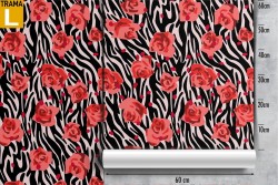 Red roses wallpaper with modern abstract zebra background.