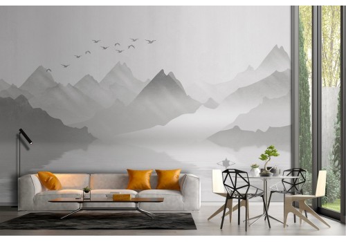 Mountain with lake stylized illustration wallpaper 2