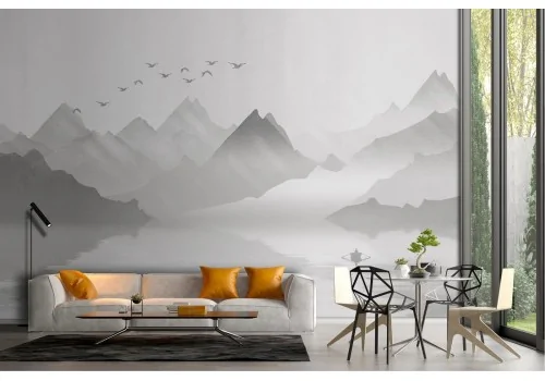 Mountain with lake stylized illustration wallpaper 2