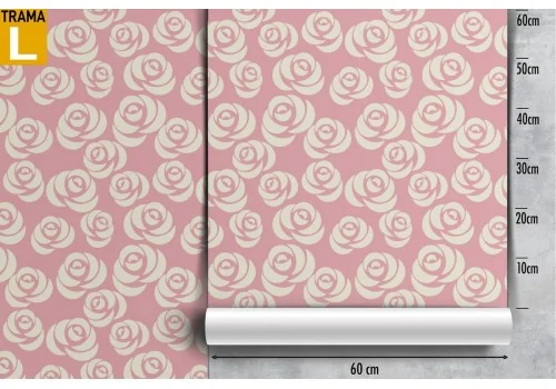 Carta da Parati fiori rosa stilizzati natura moderna. 2