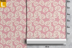Modern nature wallpaper with stylized pink flowers.