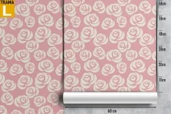 Modern nature wallpaper with stylized pink flowers.
