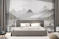 Wallpaper Paintings and Watercolors Rivers Waterfalls Lakes Stylized Mountain