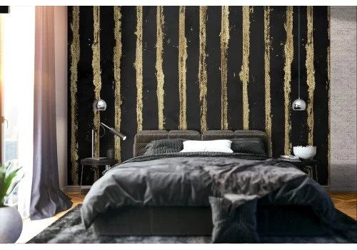 Gold and black striped luxury design wallpaper.