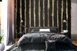 Carta da Parati righe oro e nero design luxury.