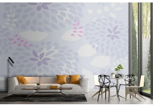Wallpaper flowers and leaves stylized nature.