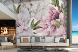 Carta da Parati fiori vintage composizione illustrazione natura