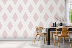 Geometric diamond pink wallpaper decoration.
