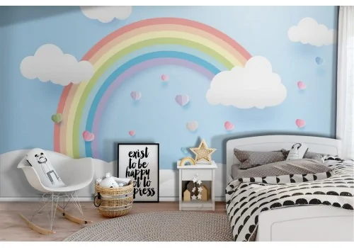 Children's wallpaper rainbow and clouds