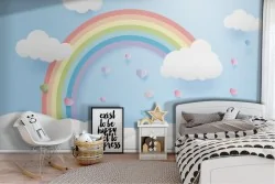 Rainbow and clouds children's wallpaper