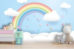 Rainbow and clouds children's wallpaper