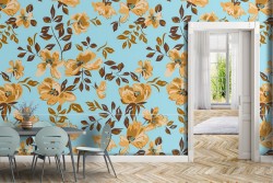 Carta da Parati fiori gialli natura decorazione moderna.