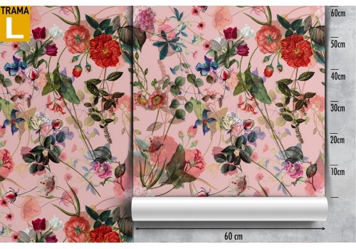 Red roses vintage pattern nature wallpaper. 2