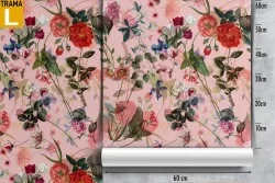 Carta da Parati rose rosse natura vintage pattern.