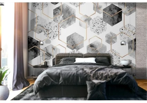 Carta da Parati decorazione moderna esagoni luxury.