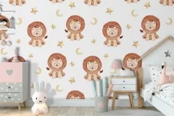 Lion animal wallpaper kids decoration.