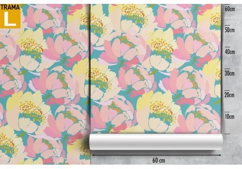 Carta da Parati fiori natura astratta rosa e giallo. 2