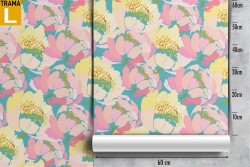 Carta da Parati fiori natura astratta rosa e giallo.