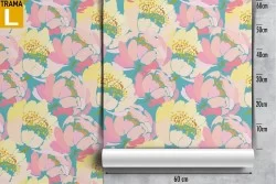 Carta da Parati fiori natura astratta rosa e giallo.