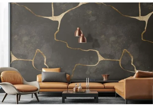 Carta da Parati marmo nero e beige luxury pattern.