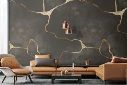 Carta da Parati marmo nero e beige luxury pattern.