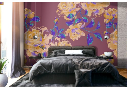 Modern nature white flowers wallpaper.