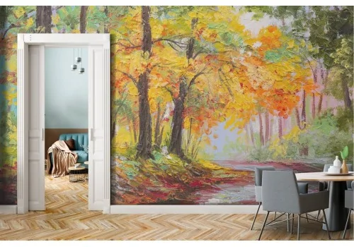 Wallpaper painted autumn forest nature