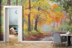 Carta da Parati dipinto foresta autunno natura