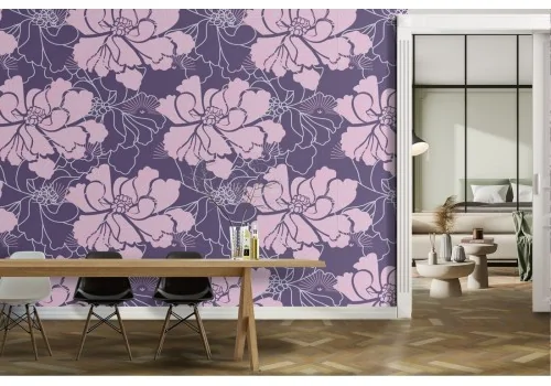 Carta da Parati fiori viola pattern moderno.