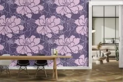 Purple flowers modern pattern wallpaper.