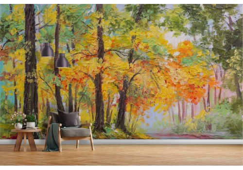 Wallpaper painted autumn forest nature 2