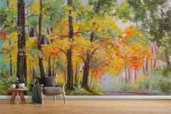 Carta da Parati dipinto foresta autunno natura