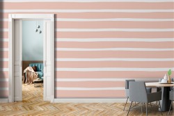 Pink and white striped wallpaper decoration.