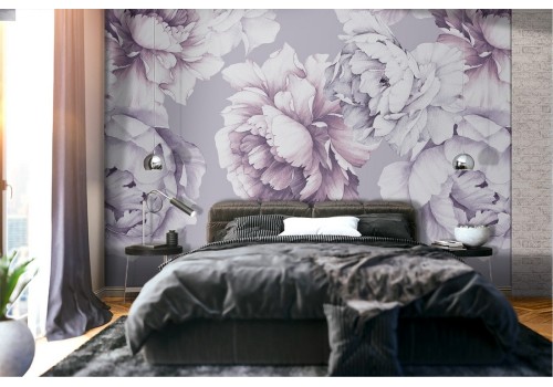 Carta da Parati fiori bianchi natura moderna raffinata.