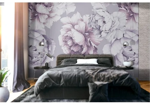 Refined modern nature wallpaper with white flowers.