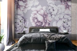 White flowers modern refined nature wallpaper.