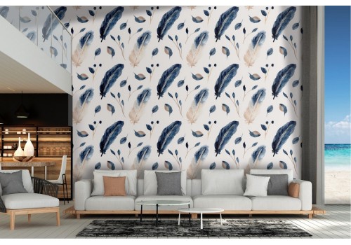 Wallpaper refined decoration modern feathers.