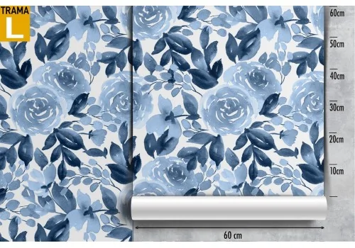 Carta da Parati fiori azzurri natura pattern moderno. 2