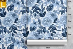 Carta da Parati fiori azzurri natura pattern moderno.
