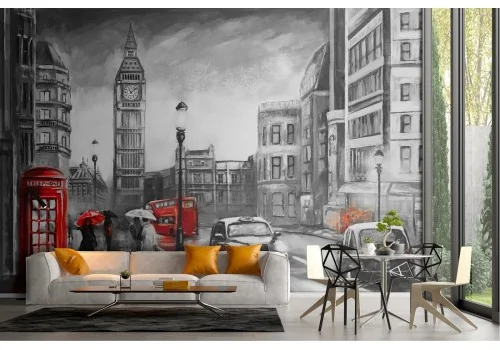 Carta da Parati illustrazione città Londra Big Ben 2