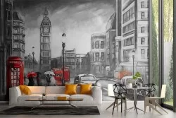 Carta da Parati illustrazione città Londra Big Ben