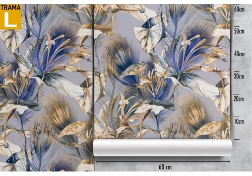 Carta da Parati natura fiori e foglie vintage glamour. 2