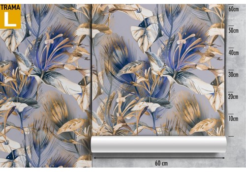 Wallpaper nature flowers and leaves vintage glamour. 2