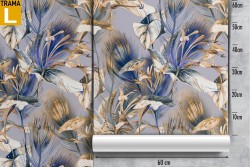 Carta da Parati natura fiori e foglie vintage glamour.