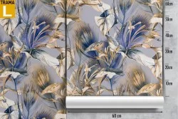 Wallpaper nature flowers and leaves vintage glamour.