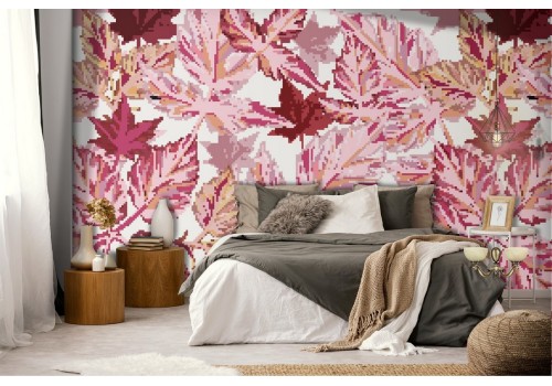 Modern pink leaves nature wallpaper.